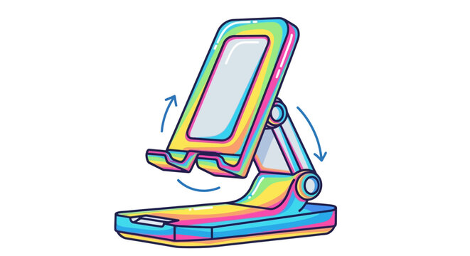 Vibrant rainbow adjustable phone stand illustration showcasing flexible device support