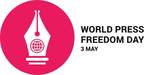 Fototapeta premium World Press Freedom Day concept with fountain pen icon and globe symbol