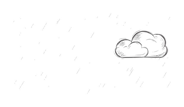 Hand drawn of rain falling from a cloud weather storm precipitation