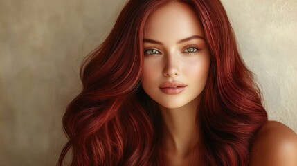 Fototapeta premium Elegant Redhaired Woman with Natural Beauty