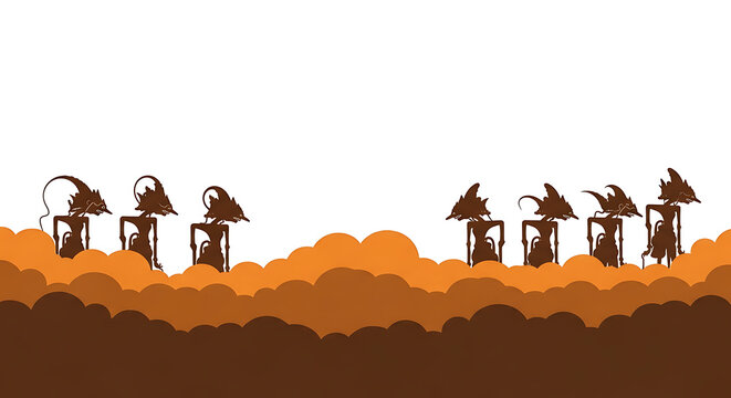 Traditional Indonesian Wayang Kulit shadow puppets banner illustration