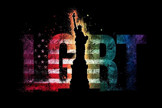 LGBT American flag statue of liberty