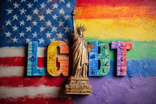 LGBT American flag statue of liberty