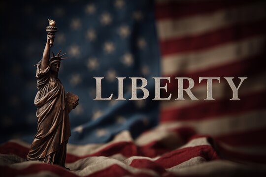 Liberty American flag statue of liberty