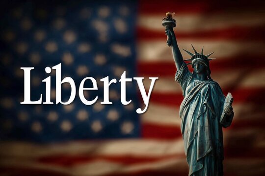 Liberty American flag statue of liberty