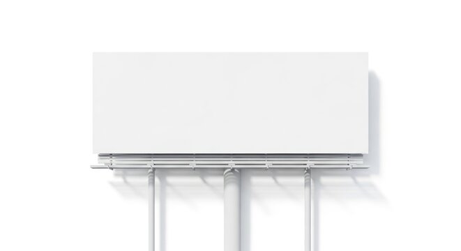 A large blank white sign mounted on a metal frame with four vertical poles