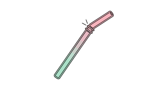 Gradient bendable reusable drinking straw vector illustration for sustainable living