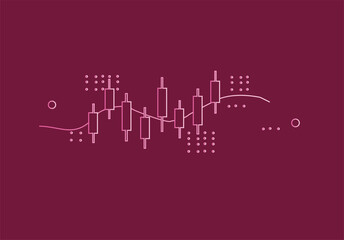 Naklejka premium Financial Market Analysis Candlestick Chart Illustrating Volatility and Trends on a Dark magenta Background