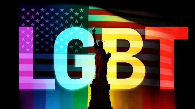 LGBT American flag statue of liberty