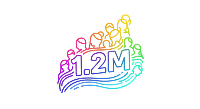 Vibrant 1.2M Community Milestone Reached with Diverse People Engaging Together