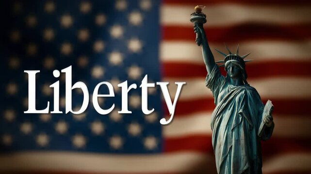 Liberty American flag statue of liberty