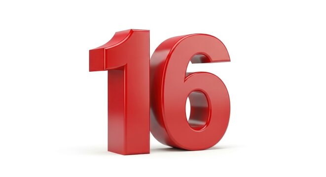 A large red number 16 stands on its base