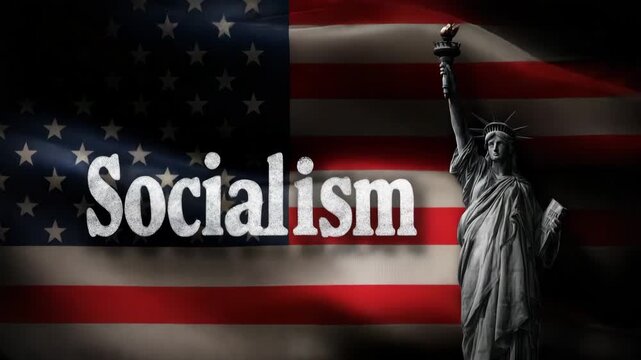 Socialism American flag statue of liberty