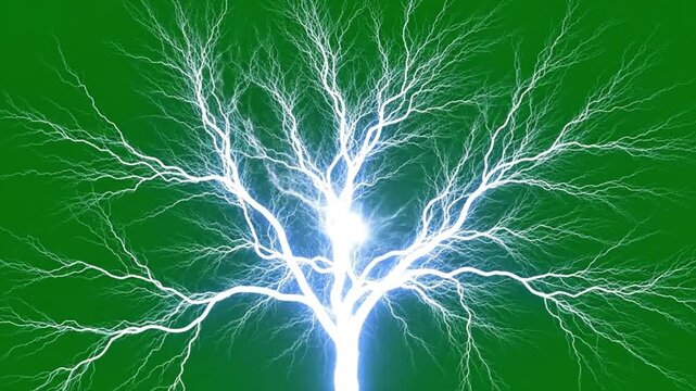 Realistic lightning strike green screen for VFX video production