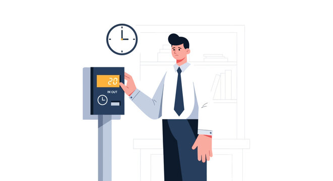 Man using parking meter machine.