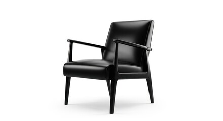 Fototapeta premium A sleek, modern armchair with black leather upholstery and wooden frame