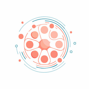 Abstract circular graphic representing biological cell structure with organic inner circles and scientific radial patterns