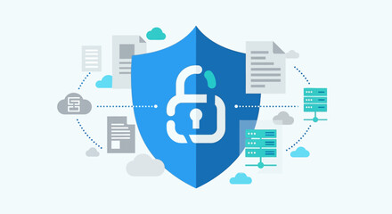 Blue shield with white lock symbol. © Baim