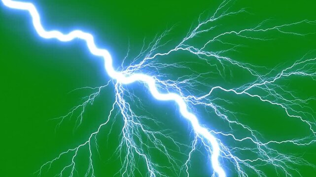 Lightning strike green screen for visual effects compositing