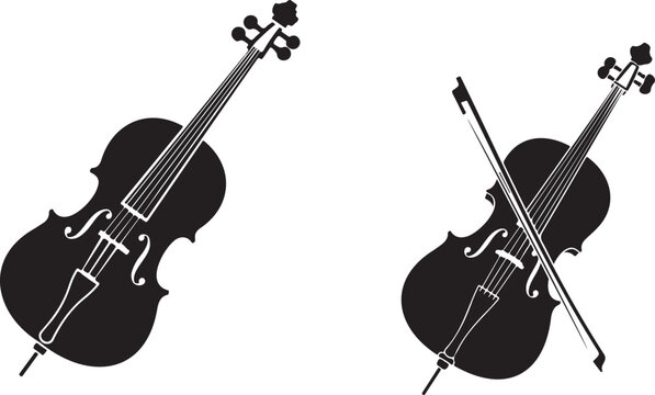 Elegant silhouette of a cello musical instrument silhouette. Cello musical instrument vector illustration.