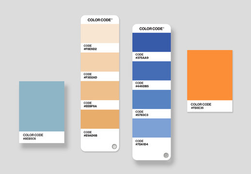 Color Palette Mockup Template For Brand Guidelines, Swatch Cards, Pantone Color Scheme Presentation