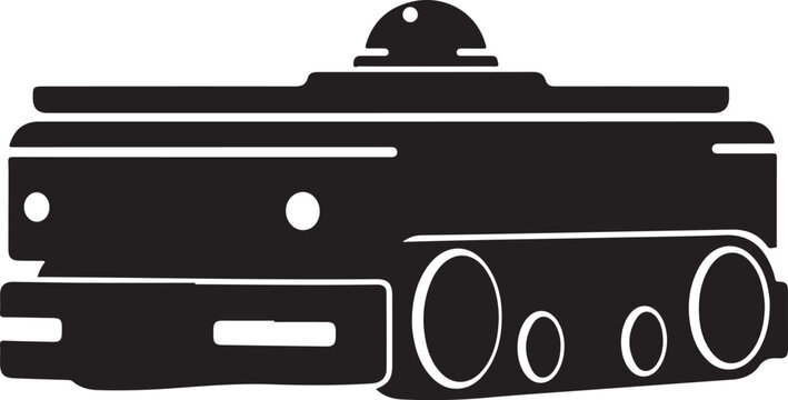 Black tank icon, military vehicle symbol, armored warfare illustration, vector graphics