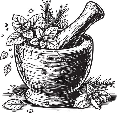 Crushing Fresh Herbs Spices Traditional Wooden Mortar Pestle for Organic