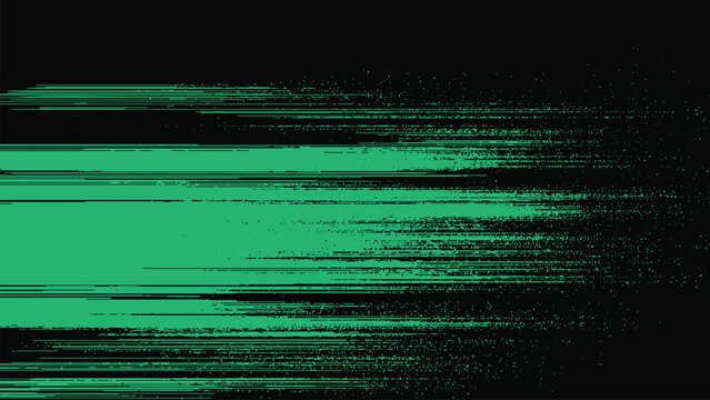 Green glitchy lines on black background screen error effect