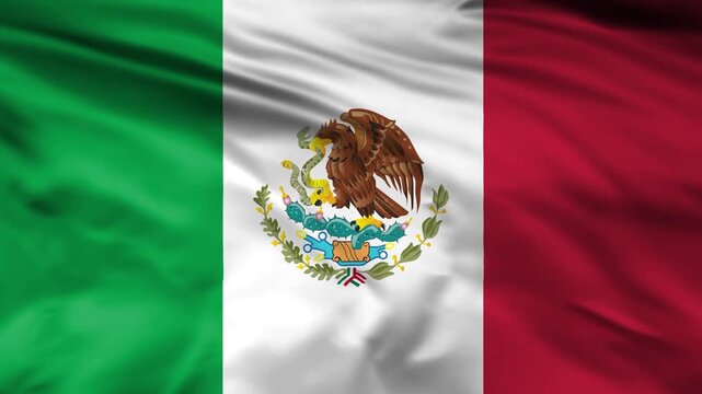 mexico national flag waving animation in wind. mexican national flag animation for news or celebration loopable 4k.