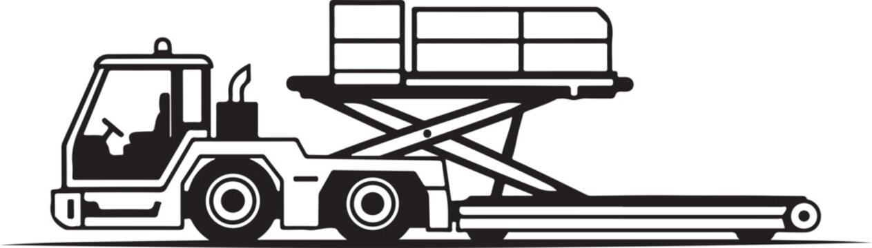 Industrial scissor lift, aerial work platform, construction equipment, vector illustration
