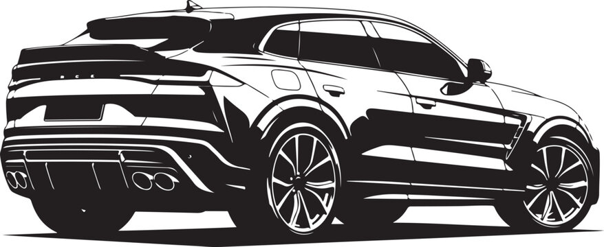 Sleek, modern SUV, black car, vehicle illustration, automotive design