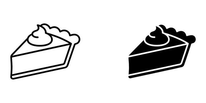 Simple slice of pie vector illustration collection with whipped cream accent for minimalist food branding bakery logo design children coloring books educational materials and menu embellishment.
