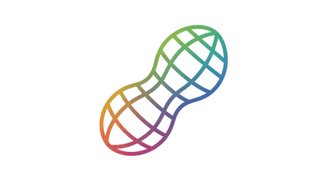 Abstract colorful peanut outline with a global grid pattern modern logo concept vector illustration