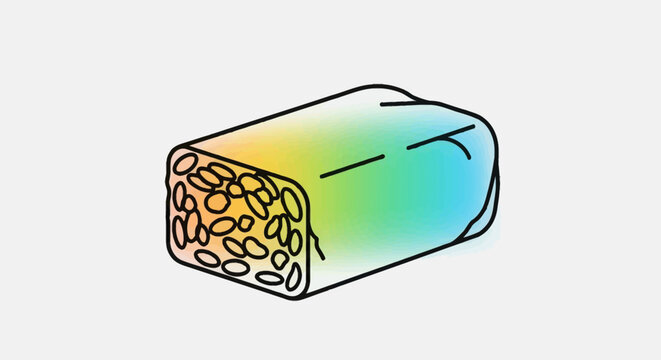 Vibrant gradient colored tempeh block illustration showcasing fermented soybeans a unique food