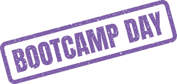Distressed rectangular stamp featuring the text Bootcamp Day, ideal for event announcements or daily schedules