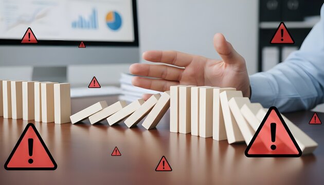 A conceptual risk control graphic illustrating crisis prevention, operational stability, strategic protection, problem interception, Risk Management, safeguarding organizational processes disruptions