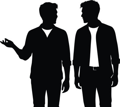 Two Men Talking Silhouettes