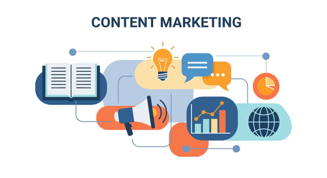 Content Marketing Digital Strategy Icons.