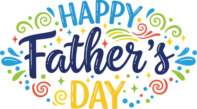 Happy fathers day colorful celebration graphic with confetti