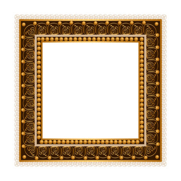 Luxury golden rectangle corner certificate border pattern line photo thai frame islamic wedding invitation background