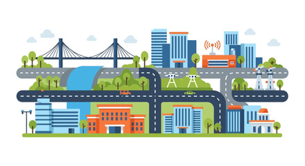Obraz premium City Roads and Highway System.