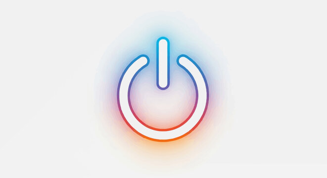 Vibrant neon glowing power button icon symbolizing digital energy and control