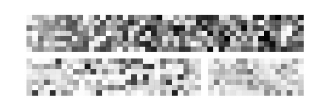 Censored pixel bar. Set of blured grey censorship background. Vector illustration for photo, app or tv