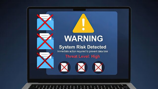 Critical warning high threat level for system risk data loss prevention digital environment