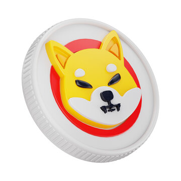 Shiba Inu SHIB Cryptocurrency Coin 3D Render Illustration