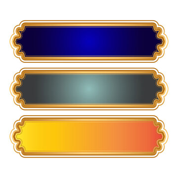 Set of luxury golden arabic islamic banner pattern title frame text box transparent background