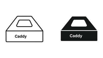 Obraz premium Black and white line icons of caddy boxes with handles on top for organization