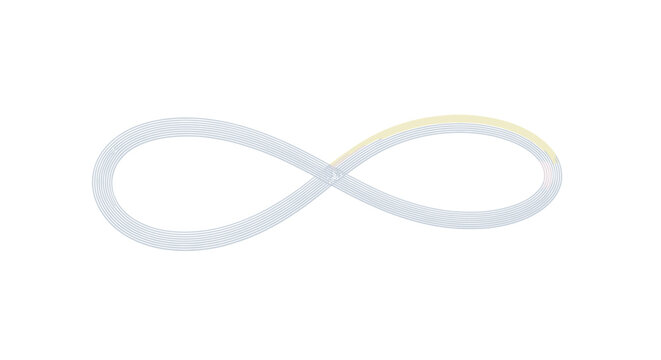 Graceful blue infinity symbol representing eternity and endless concepts with a delicate yellow