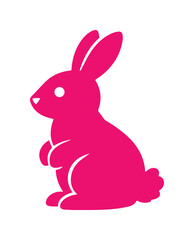 Obraz premium Vibrant pink rabbit silhouette, a playful and minimalist animal icon. Cute bunny graphic for Easter, pet care, or children's designs. Isolated vector illustration.