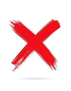Bold, red painted "X" on a stark white background